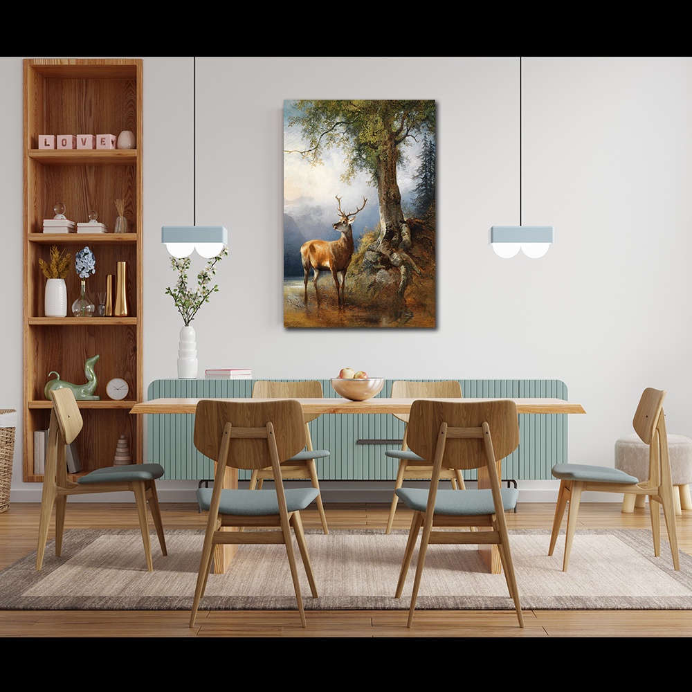【御畫房】梅花鹿 國家一級畫師手繪油畫60×90cm(VF-26), , large