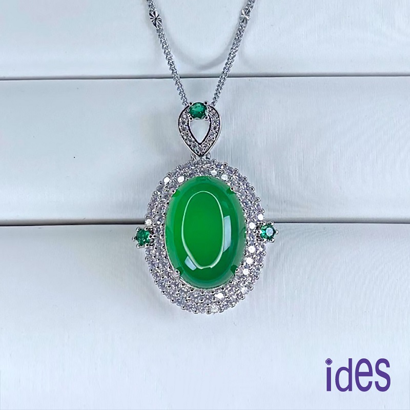 [ides愛蒂思] 輕珠寶東方系列冰種綠玉髓項鍊鎖骨鍊/溫潤, , large