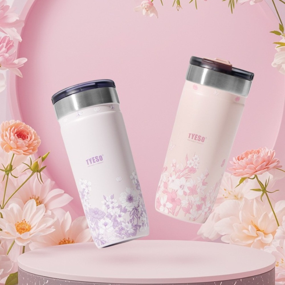 【H&R安室家】泰碩 TYESO 花卉系列304不鏽鋼吸管杯710ml(H42), , large