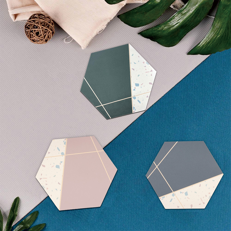 【Monster】 Morandi Terrazzo Coasters, Set of 2 (11.5x10cm) – Green & Brown, , large