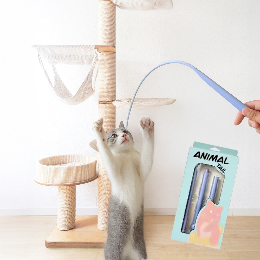 仿真老鼠尾吧逗貓棒【藍色/粉色】可加購替換條 逗貓棒 ABS材質 安全材質 貓玩具 寵物玩具 貓奴必備 鼠鼠尾巴逗貓棒 高韌性逗貓棒 仿真老鼠尾巴, , large