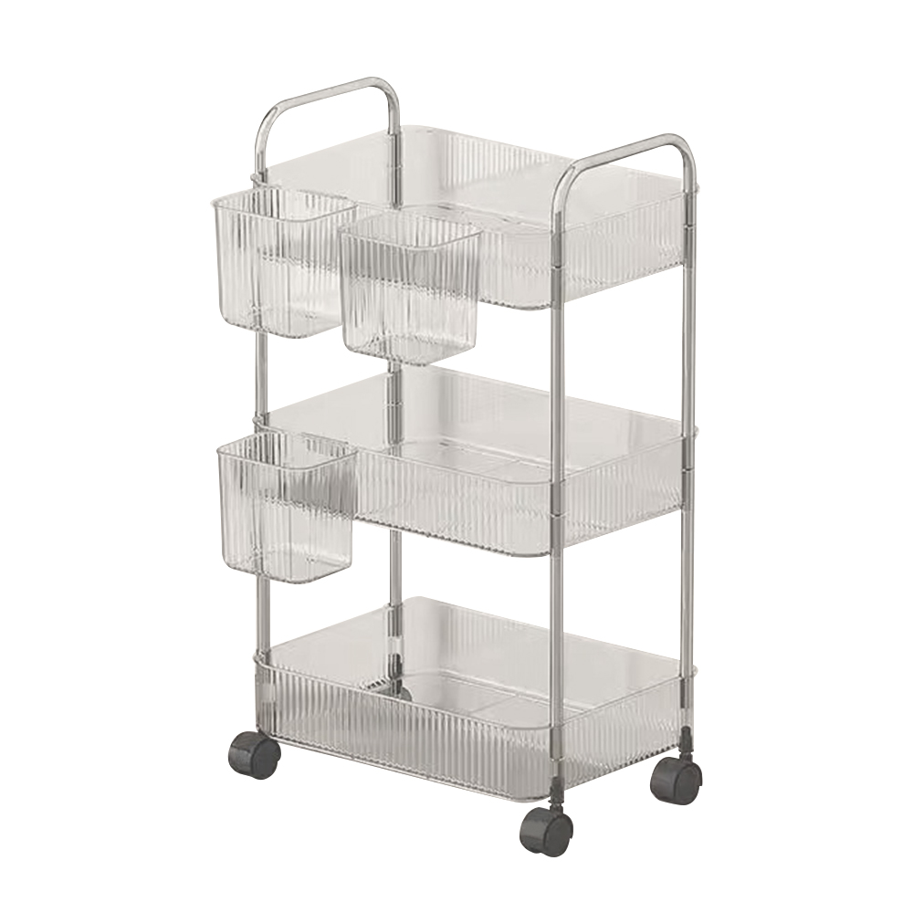 【ENNE】Simple style three-layer storage acrylic storage cart with three transparent hanging baskets (cart/trolley/storage rack/shelf/tool ​​cart/mobile/tool ​​rack/storage/cabinet/shelf) (F0032-3), , large