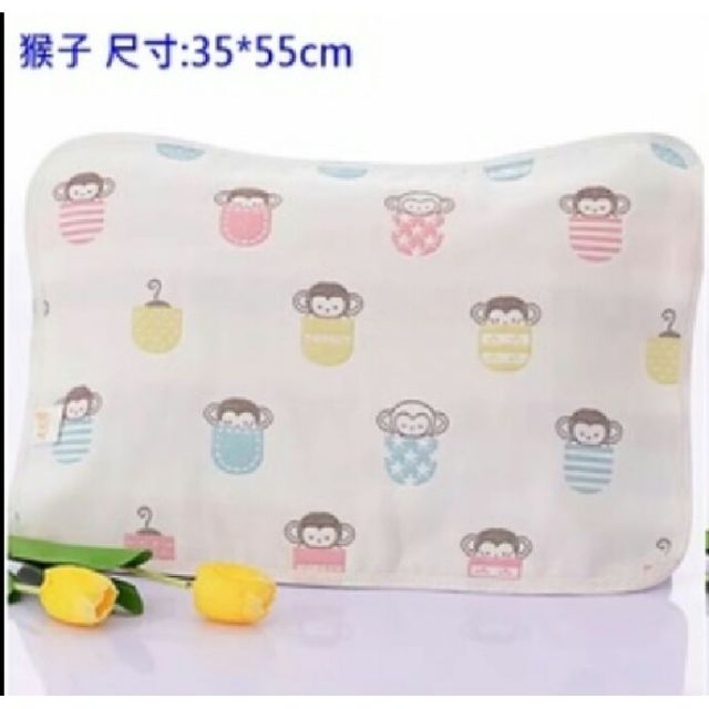 [Kaimei Cotton] 2-pack Six-layer gauze baby pillowcase Big Mouth Monkey style, , large