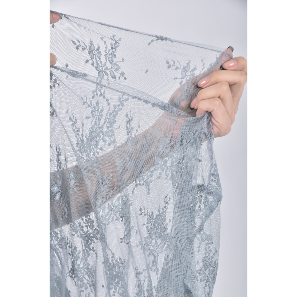 (S) vee miny質感蕾絲藍色長袖上衣二手衣, , large