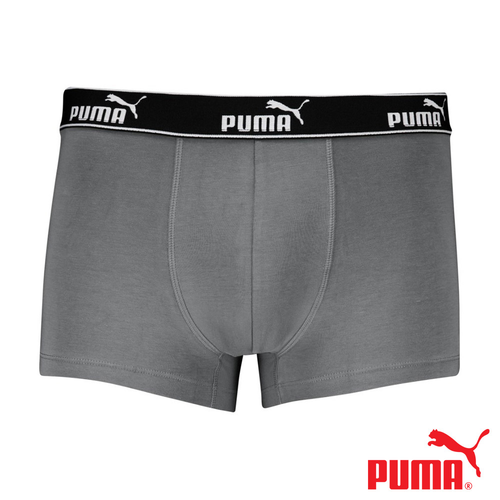 PUMA 平口內褲 1件組 彪馬 跳豹 男內褲 平角內褲 修身 防捲邊 貼合 耐穿 柔軟 棉質 透氣 抗菌 黑 深灰 灰, 淺灰,M, large