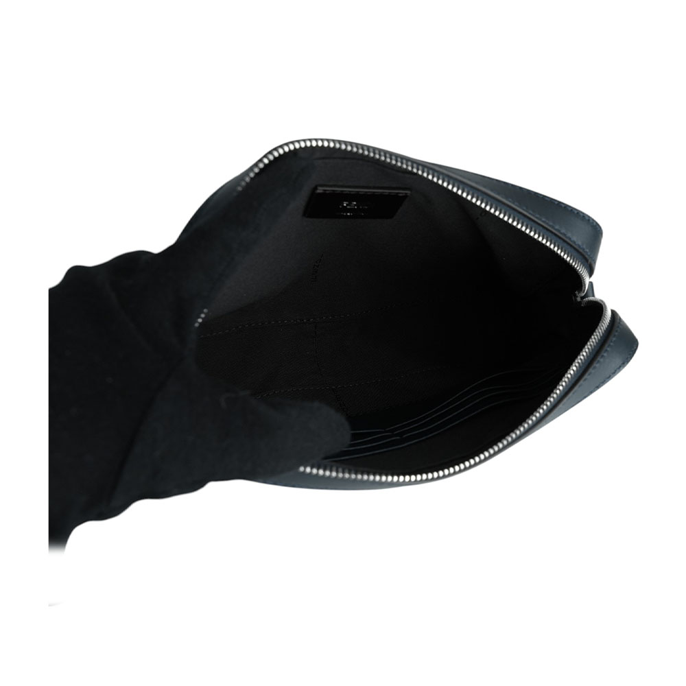 FENDI FF Logo 帆布拼牛皮相機斜背包/牛仔藍, , large