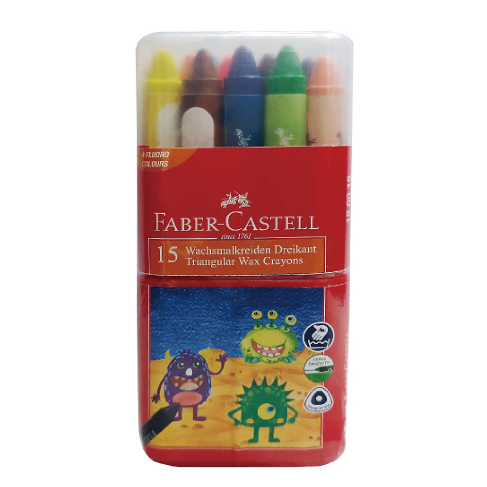 【Faber-Castell】輝柏 大眼星球 無毒蠟筆 15色/盒 120015, , large