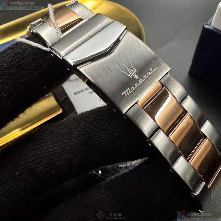[星晴錶業]MASERATI手錶,42mm,R8853100040寶藍色錶面玫瑰金錶殼金銀相間精鋼錶帶款, , large