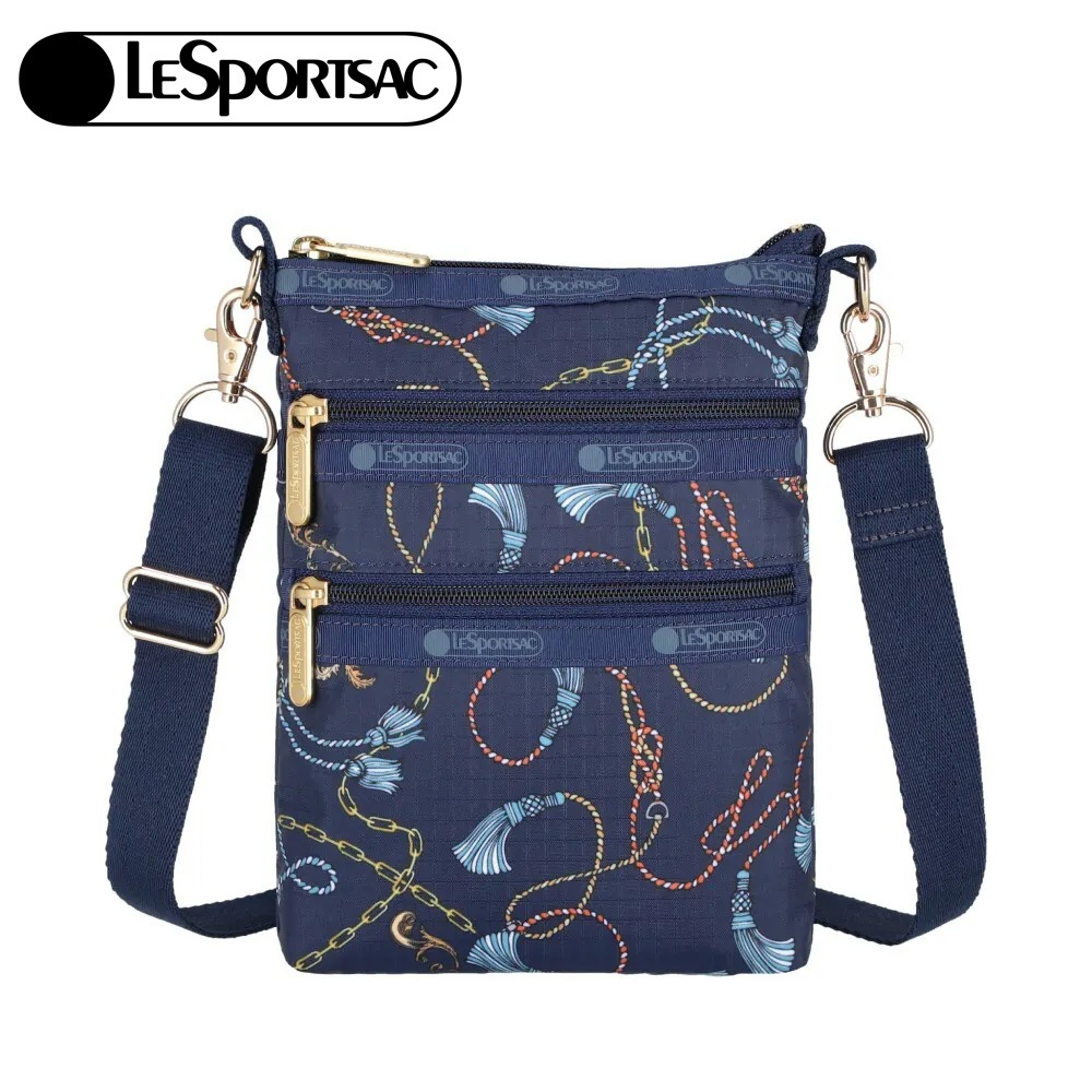 LeSportsac 3 Zip Crossbody 三層拉鍊斜背包 手機包 -湛藍海鍊, , large