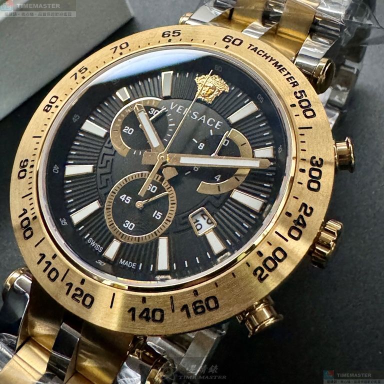 [星晴錶業]VERSACE手錶,46mm,VS11733金色錶面金色錶殼金銀相間精鋼錶帶款, , large