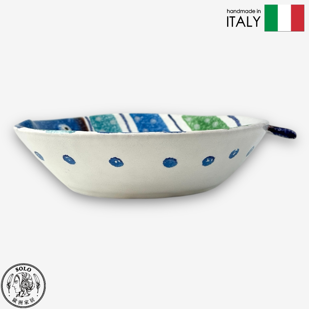 【SOLO Vintage】Modigliani Italian Pottery 21.5 Fish Shape Deep Dish Plate Porto Venere Fishing Harbor Series , , large
