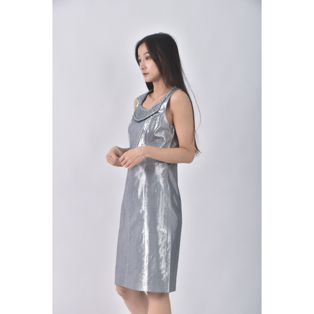 (S) vivienne tam禮服亮面灰色洋裝二手衣, , large
