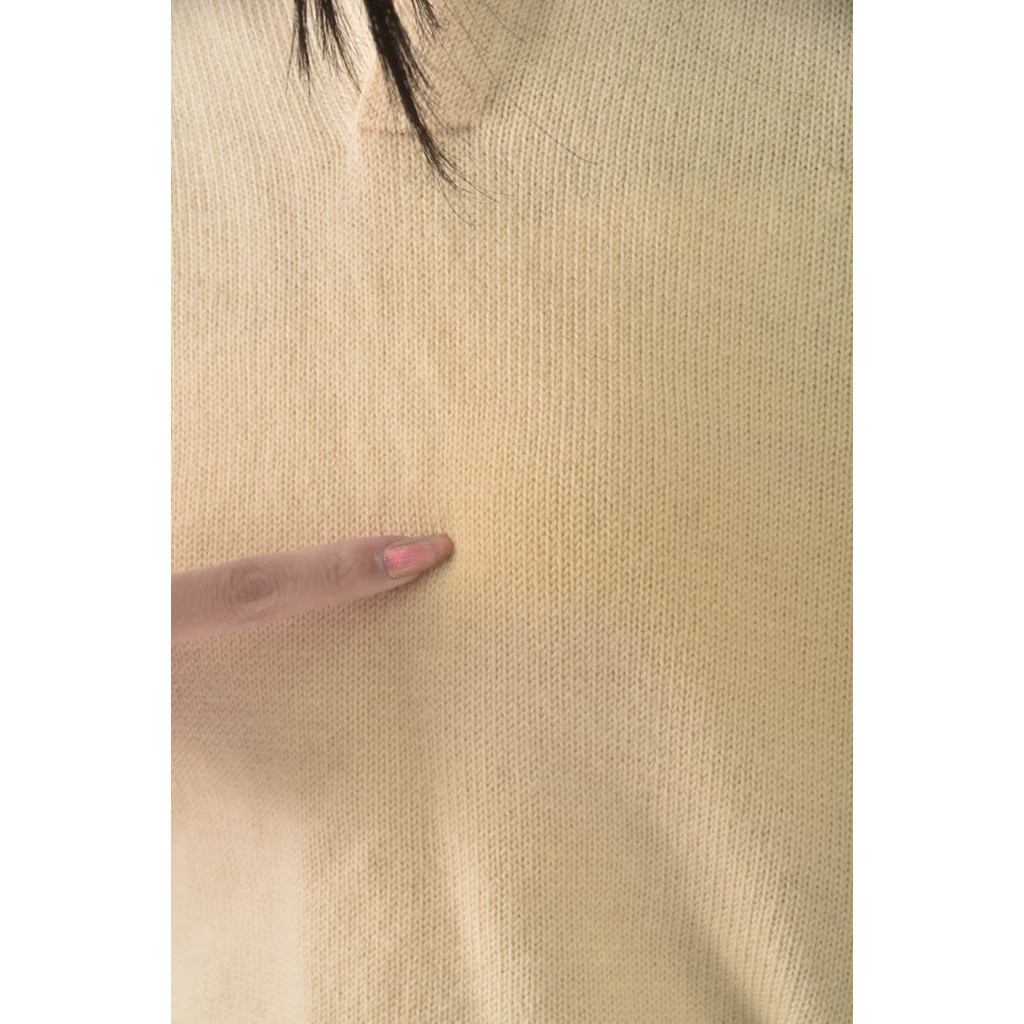(M) 質感圓領杏色長袖上衣二手衣, , large