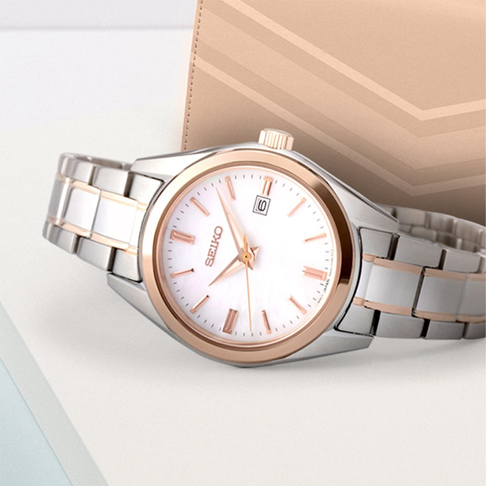 SEIKO 精工 CS日系時尚珍珠貝女錶(SUR634P1)-28mm, , large