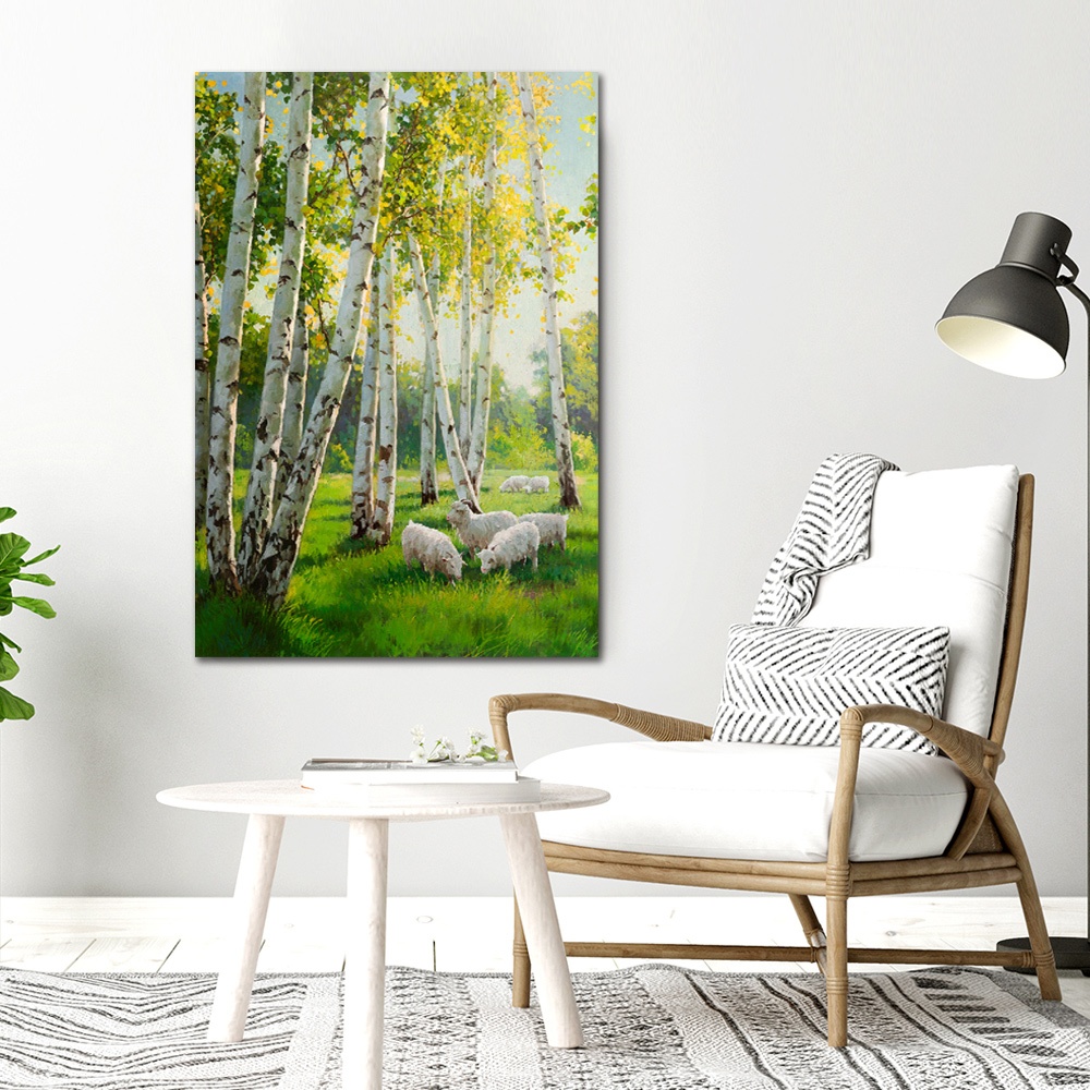 【御畫房】白樺林之春 國家一級畫師手繪油畫60×90cm(VF-99), , large