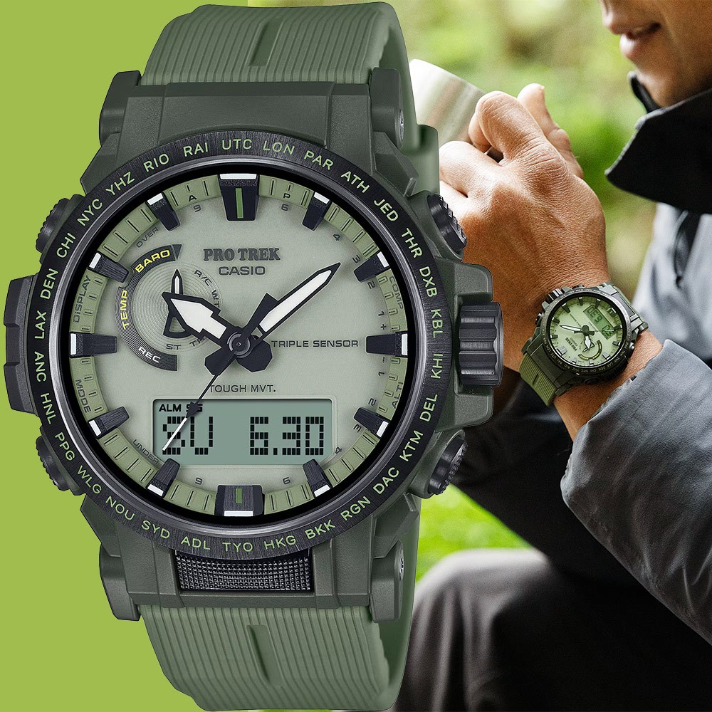 CASIO 卡西歐 PRO TREK 登山系列太陽能戶外手錶 送禮推薦 PRW-61LD-3, , large