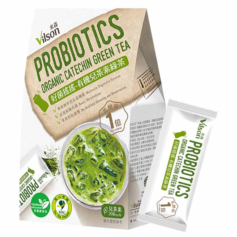 【米森 vilson】好菌搖搖-有機兒茶素綠茶 (2gx14包/盒)●有效日期2026.06.27, , large
