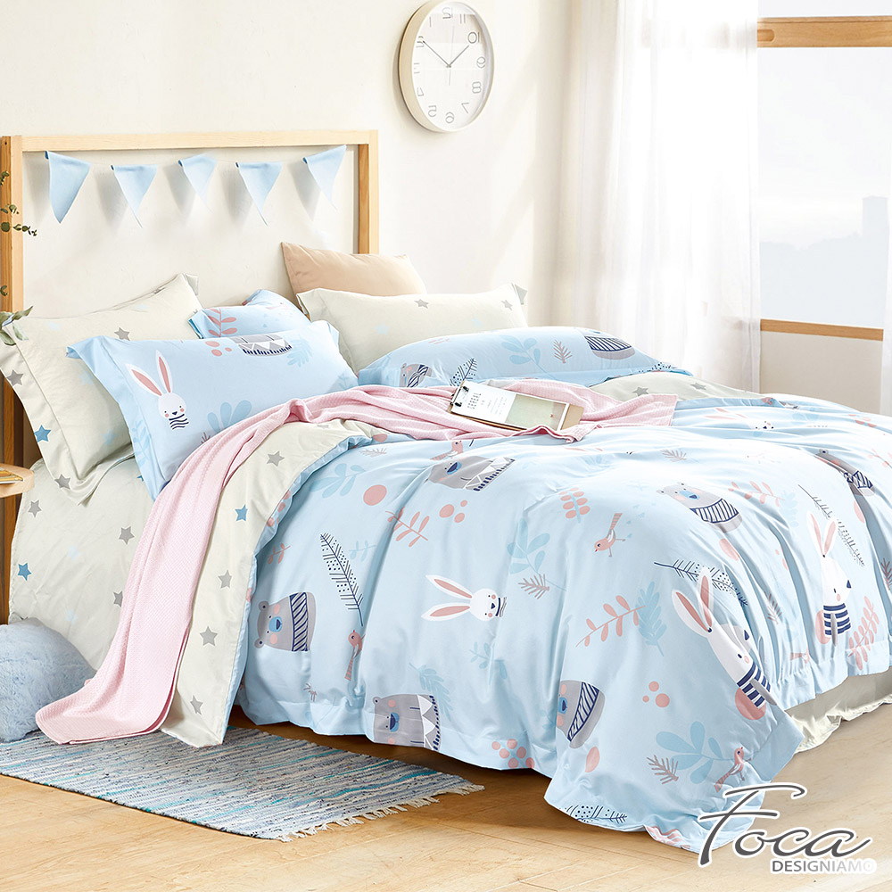 【FOCA】Cute Bunny | 3M Patented Moisture-wicking, Breathable, Antibacterial Tencel Four-season Quilt/Cool Quilt Bed Sheet Set - Double, , large