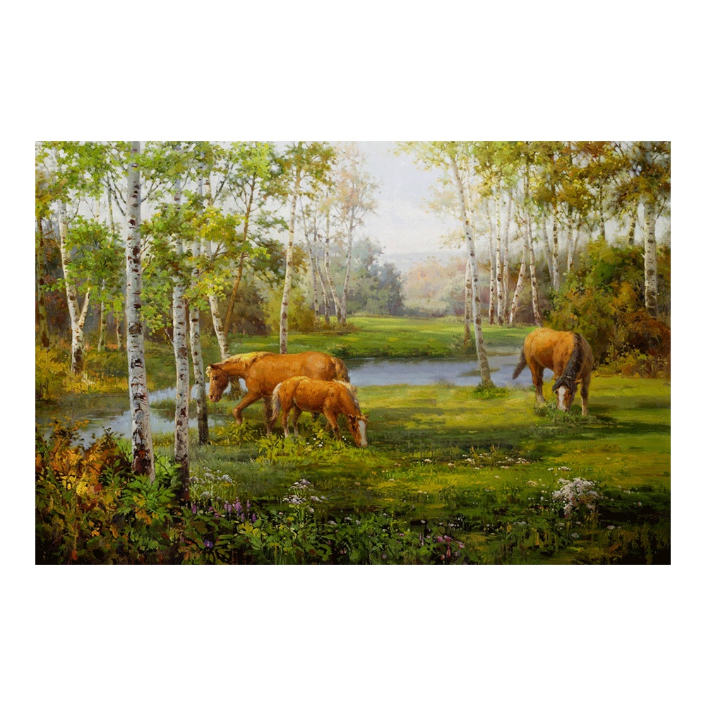 【御畫房】湖畔風光 國家一級畫師手繪油畫60×90cm(VF-15), , large
