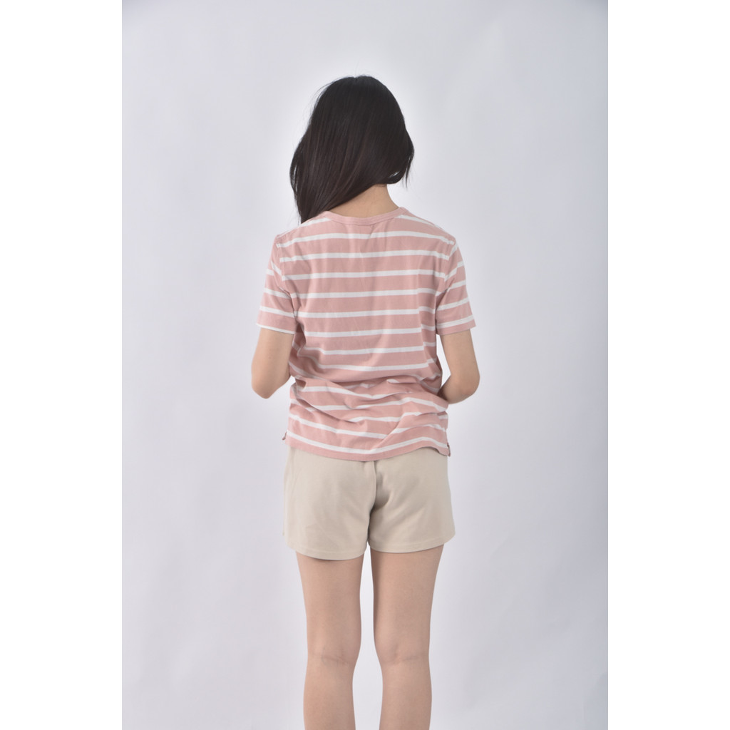 (S) fifty percent棉質純棉條紋粉色短袖上衣二手衣, , large