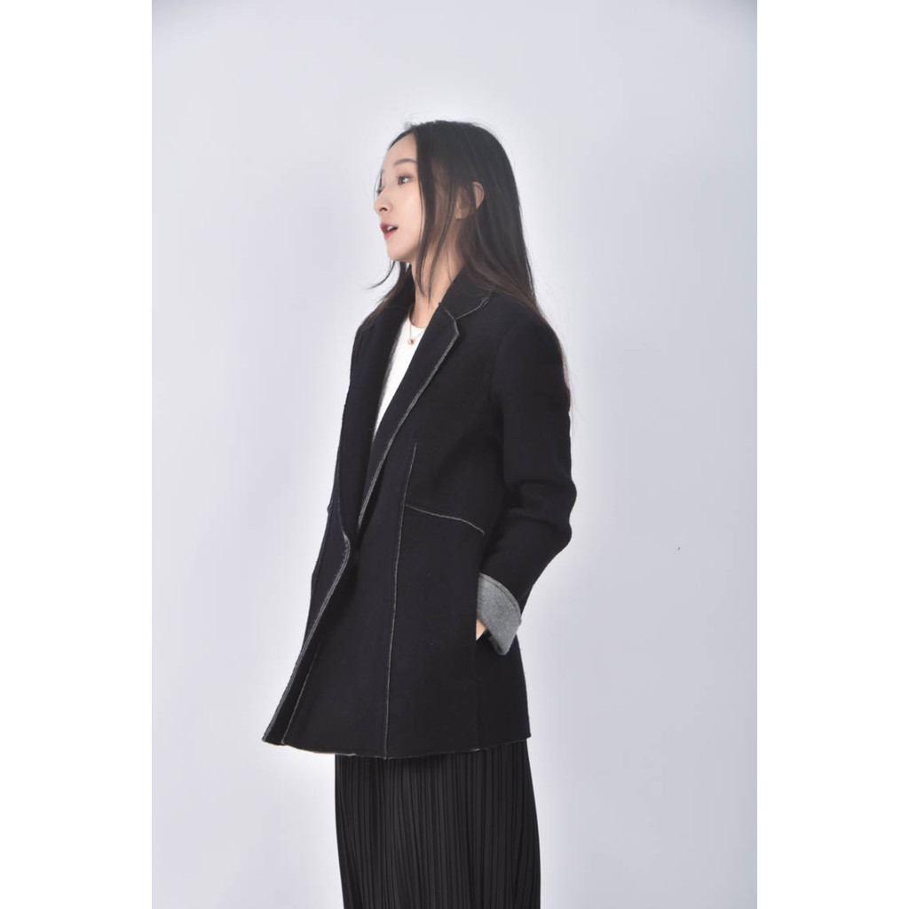 (S) jill stuart質感羊毛純羊毛黑色外套二手衣, , large