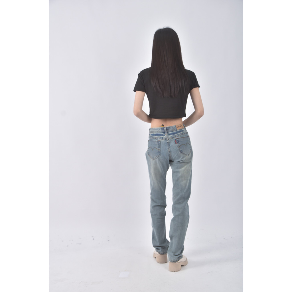 (XL) 丹寧牛仔質感棉質純棉藍色長褲二手衣, , large