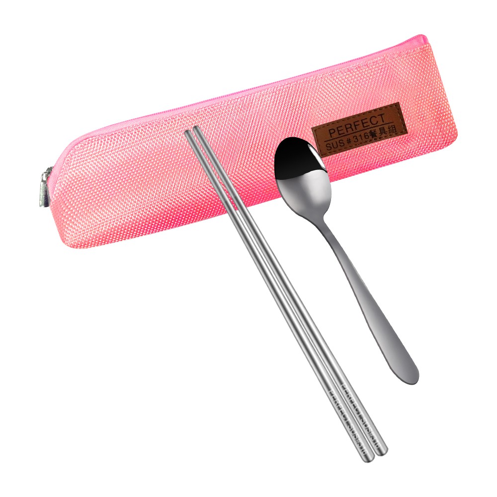PERFECT 理想牌 極緻316不鏽鋼隨身餐具組 粉紅-Leidea樂德兒, , large