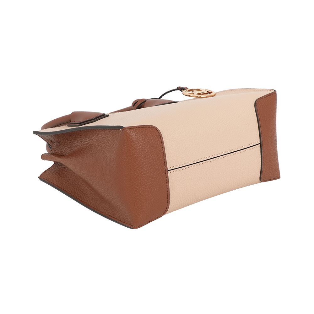 Michael Kors Mercer Logo 吊飾粒紋皮革中型二用包(粉膚/焦糖), , large