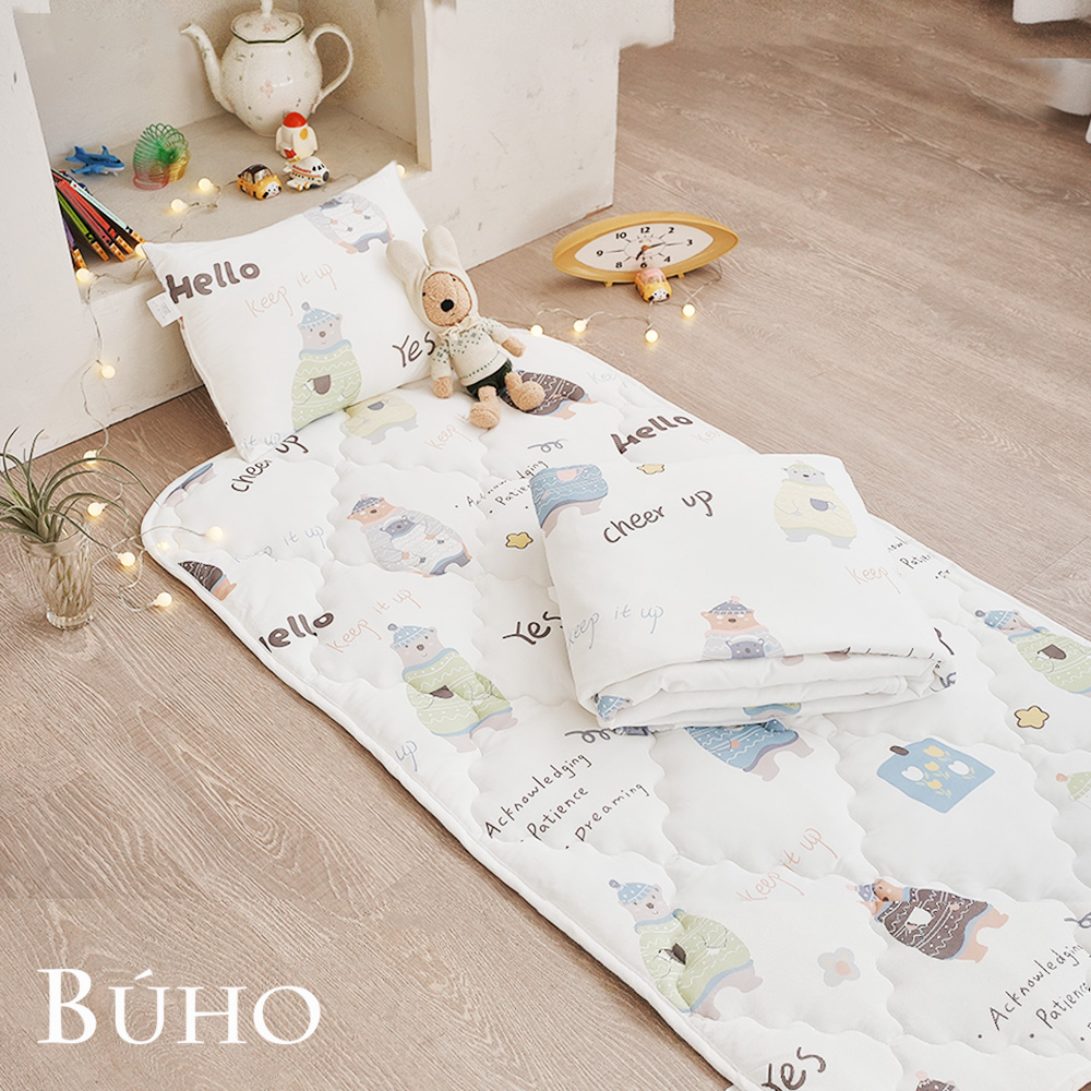BUHO "Spring Warmth" Ice Yarn Cool Children's Sleeping Pad Three-piece Set (Quilted Sleeping Pad + Cool Quilt + Children's Pillow) SGS Non-toxic x Cool Dual Certification, , large