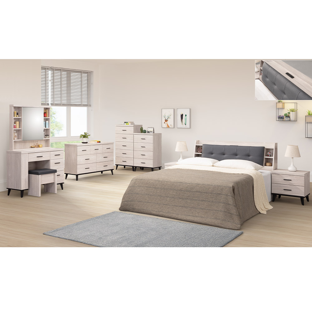 【唯熙傢俱】凱熙橡木白5尺床頭箱, , large