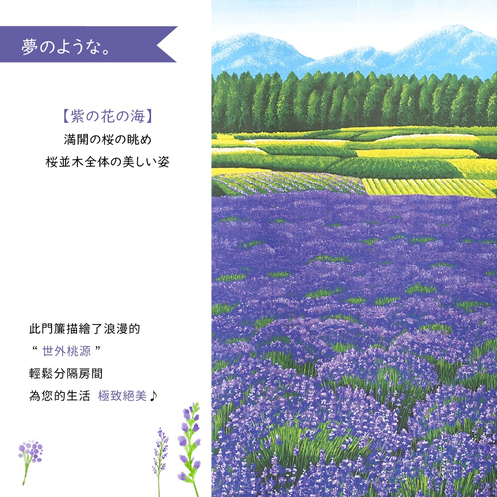 日本製【コスモ】長門簾《薰衣草田》, , large