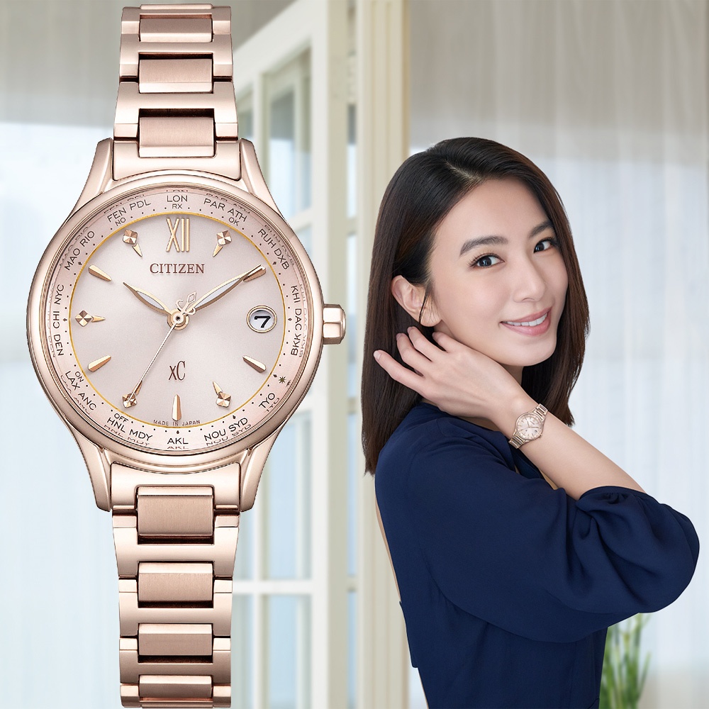 CITIZEN 星辰 Hebe田馥甄廣告款 XC 台灣限定 光動能電波萬年曆女錶 EC1193-55X, , large