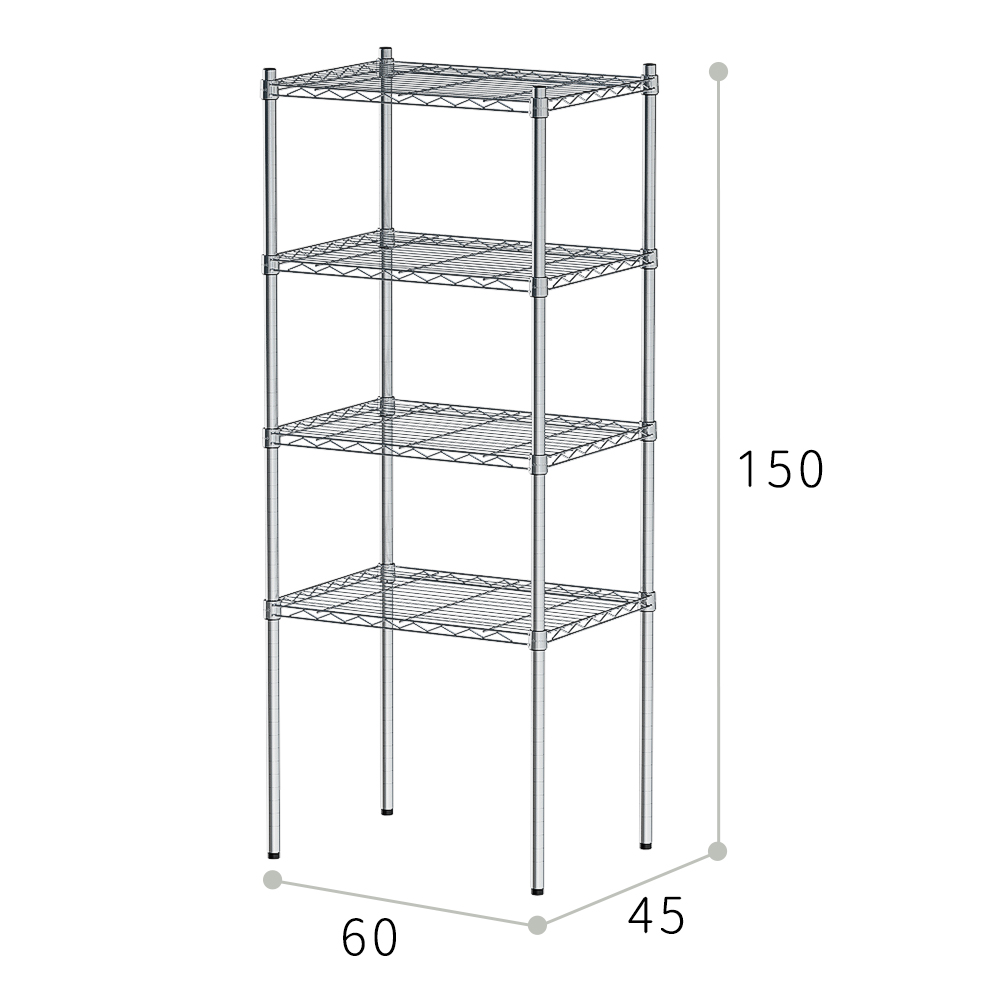 【Y HOUSE】60x45x150cm Lightweight Four-layer Iron Rack Iron Rack Shelf - Painted Black, , large