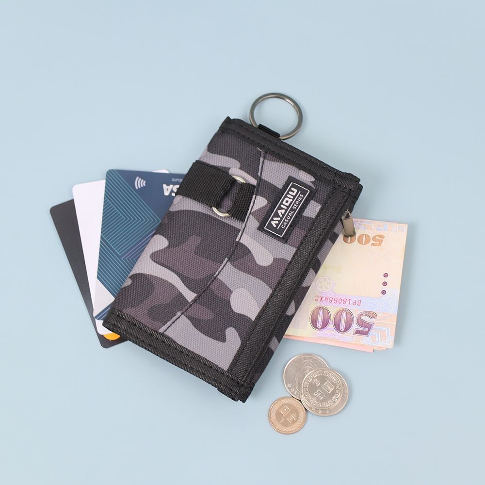 【MQ】尼龍三折短夾-黑色 學生錢包 中夾 皮夾 含零錢袋夾層, , large