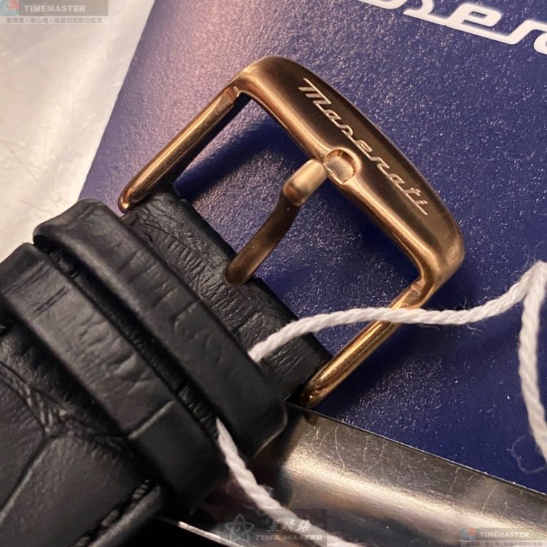 [星晴錶業]MASERATI手錶,46mm,R8871642001黑色錶面玫瑰金錶殼深黑色真皮皮革錶帶款, , large