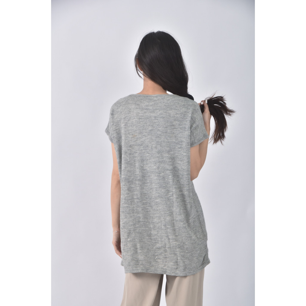 (XL) jenny shu質感圓領灰色短袖上衣二手衣, , large