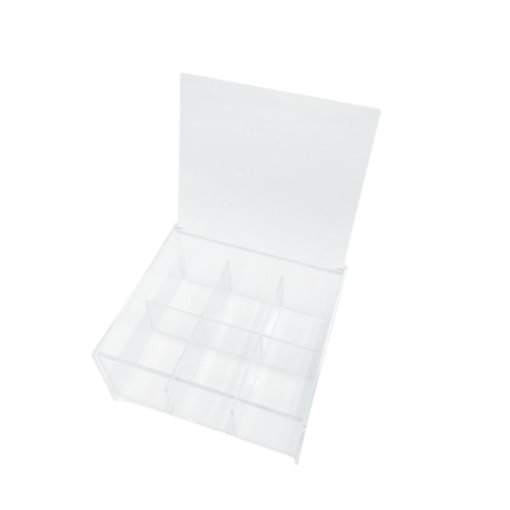 GS MALL 台灣製造 茶包收納盒 方形翻蓋六格 茶包儲物盒 保存盒 分隔收納盒 咖啡包收納 置物盒 放置盒 糖包盒, , large