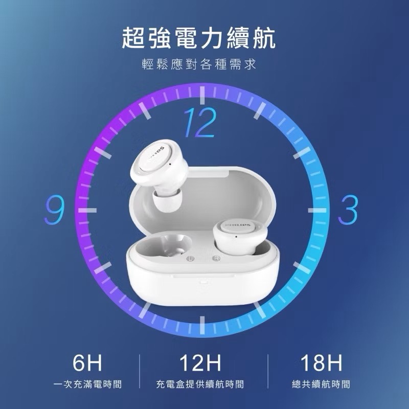 True wireless earphones with long battery life, , large