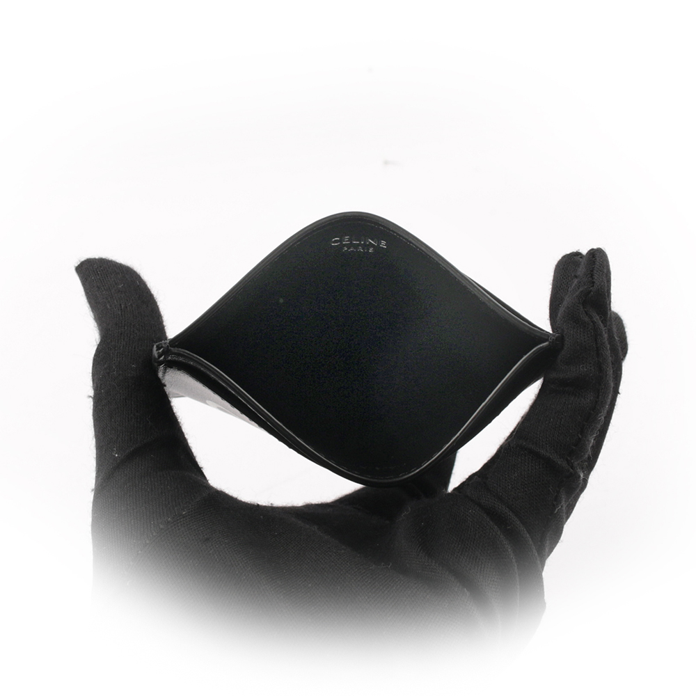 CELINE Logo 印花平滑小牛皮名片/卡片夾/黑色, , large