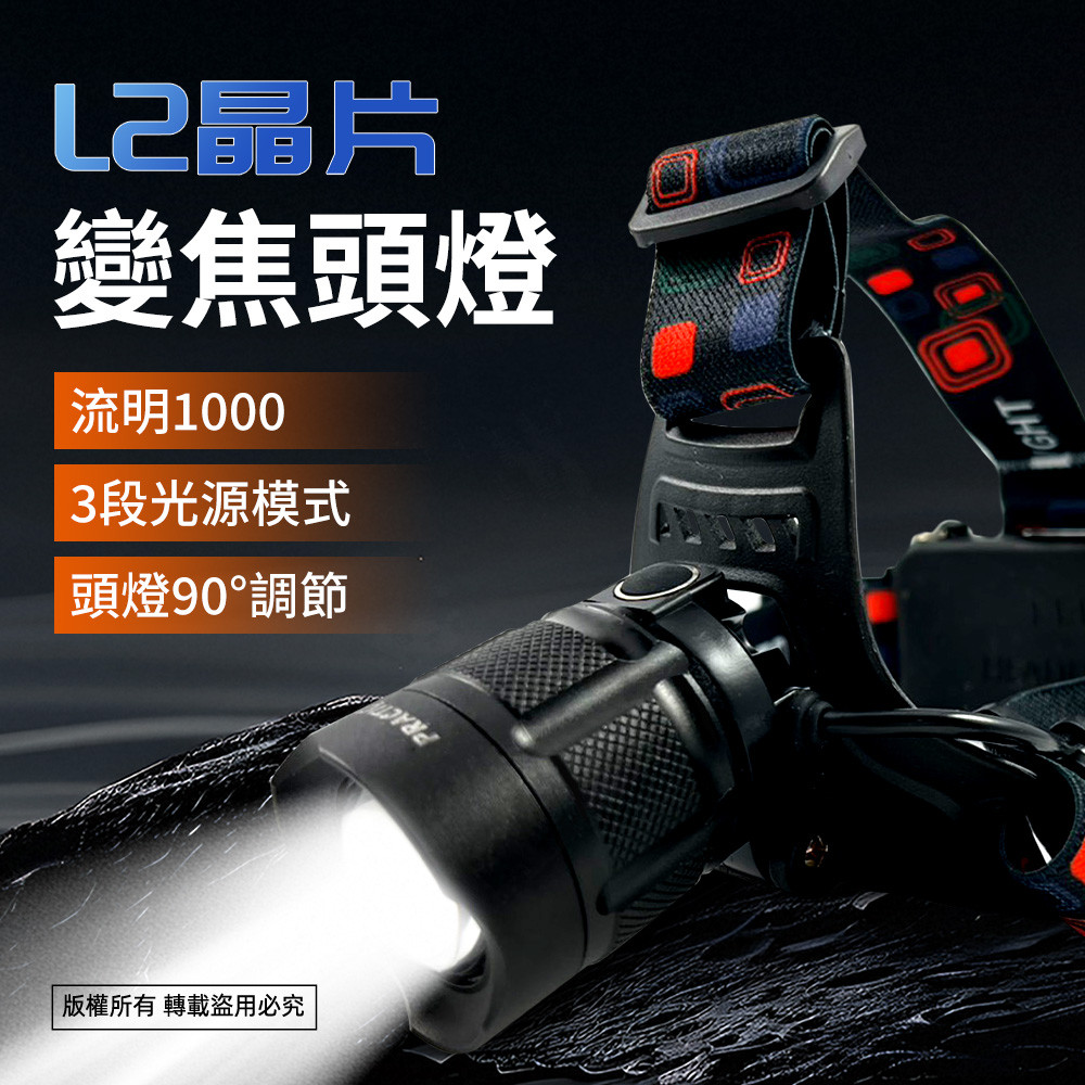 實用牌L2晶片頭燈 PR-AH901 高亮度 三段光源 超省電設計停電 登山 施工必備