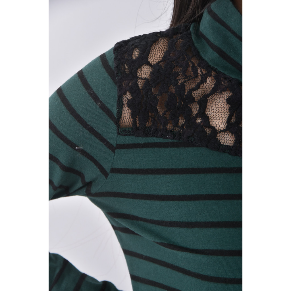 (S) pscompany條紋綠色長袖上衣二手衣, , large