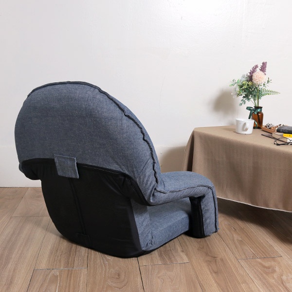 Steel dark blue armrests Japanese style chair, , large