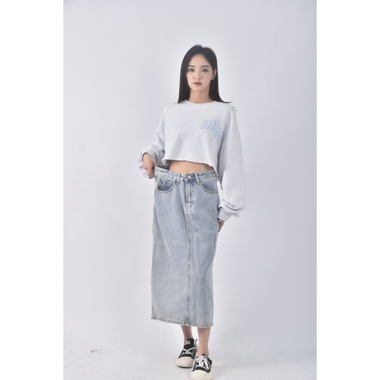 (XL) 丹寧牛仔藍色長裙二手衣, , large