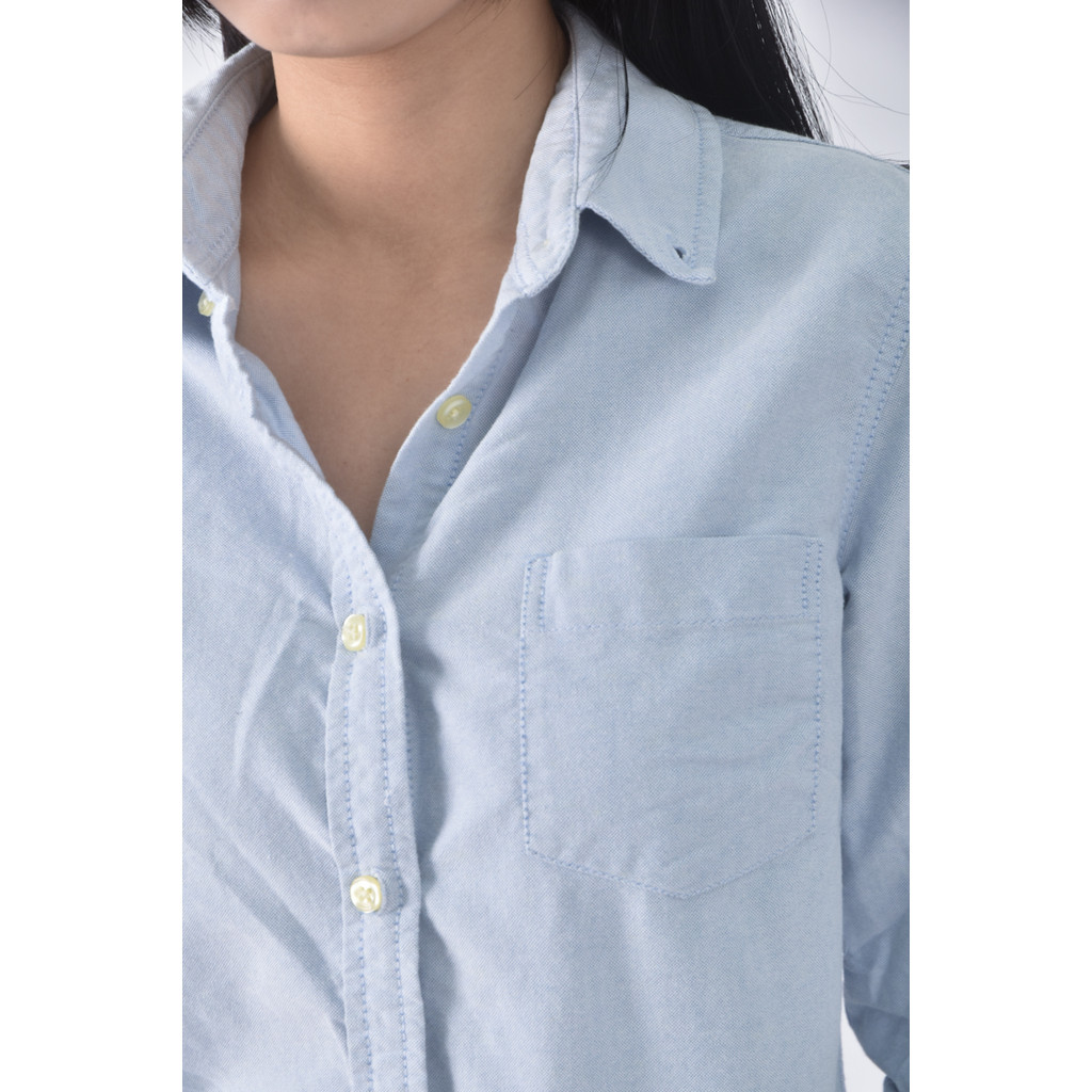 (S) net質感西裝棉質純棉藍色長袖上衣二手衣, , large