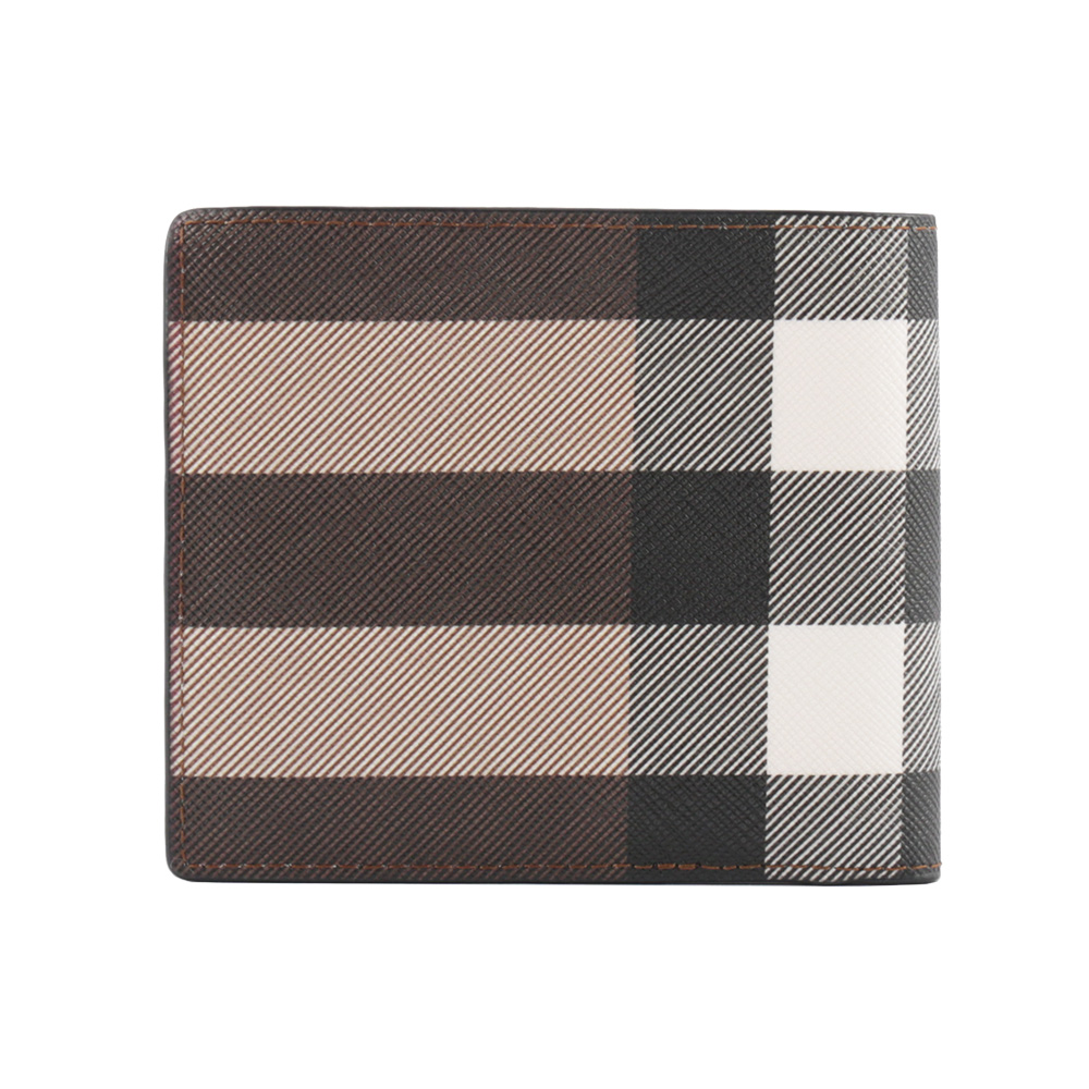 BURBERRY 環保帆布格紋8卡對開短夾/暗樺木棕色, , large