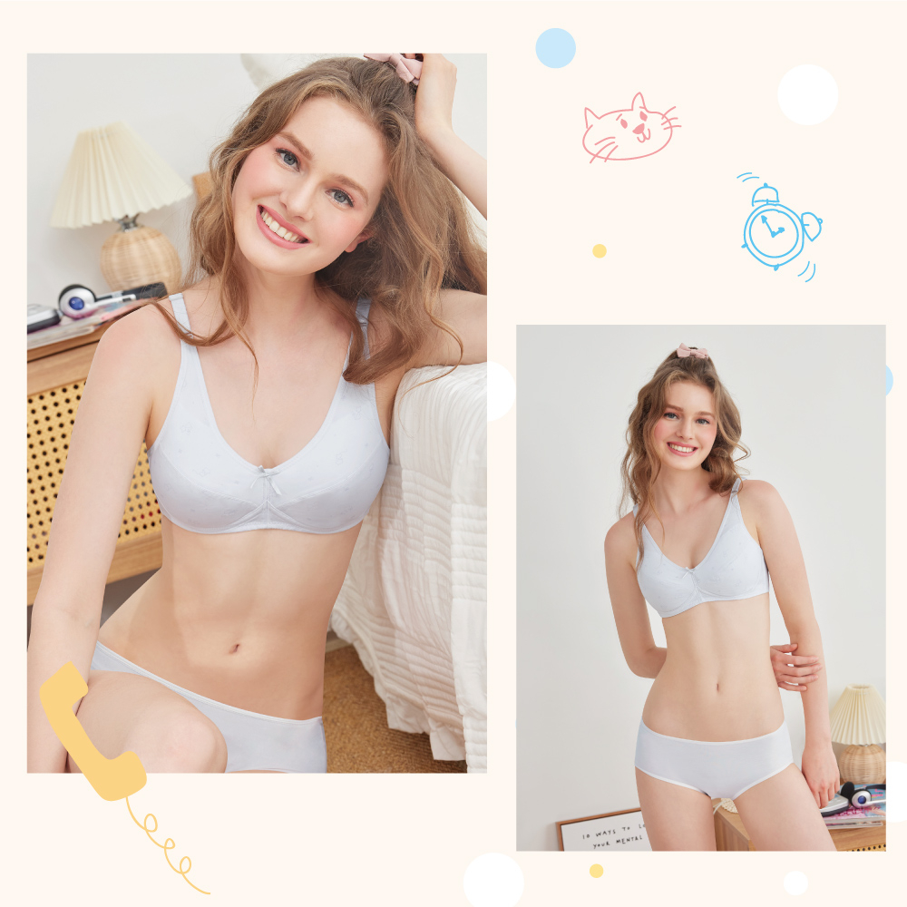 【可蘭霓Clany】 MIT涼感小貓咪無痕無鋼圈ABC學生內衣 少女內衣 成長型內衣 8039-61 灰色, , large