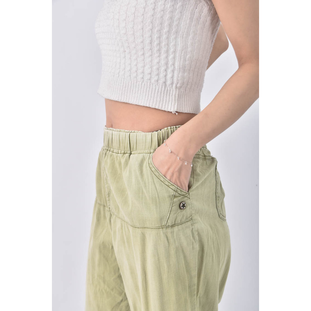 (4XL（含）以上) 高腰綠色長褲二手衣, , large