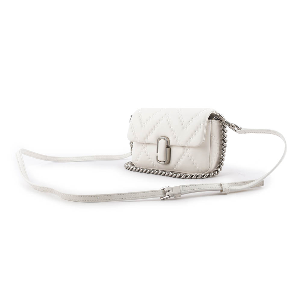 Marc Jacobs THE J MARC 縫線小羊皮翻蓋迷你二用包/棉花白, , large