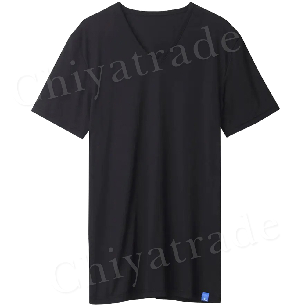 【日本郡是Gunze】日本製 COOLMAGIC 男士機能涼感 V領 短袖內衣 T-shirt-白色/黑色(M/L/LL), , large