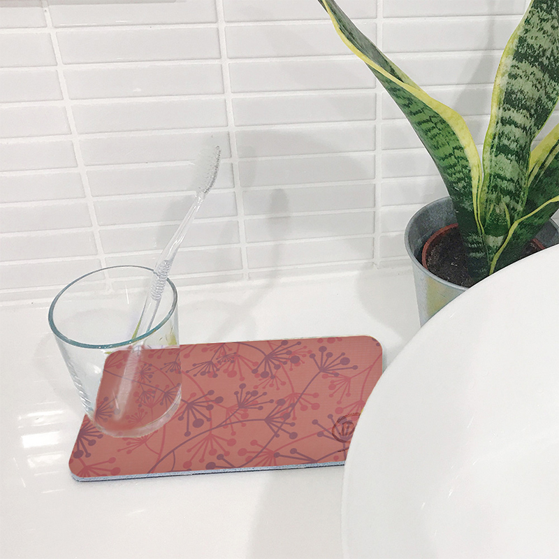 【Monster】 Soft Diatomaceous Earth Soap Dish Absorbent Mat (19x10cm) &ndash; Cloudy Sea Blossom, , large